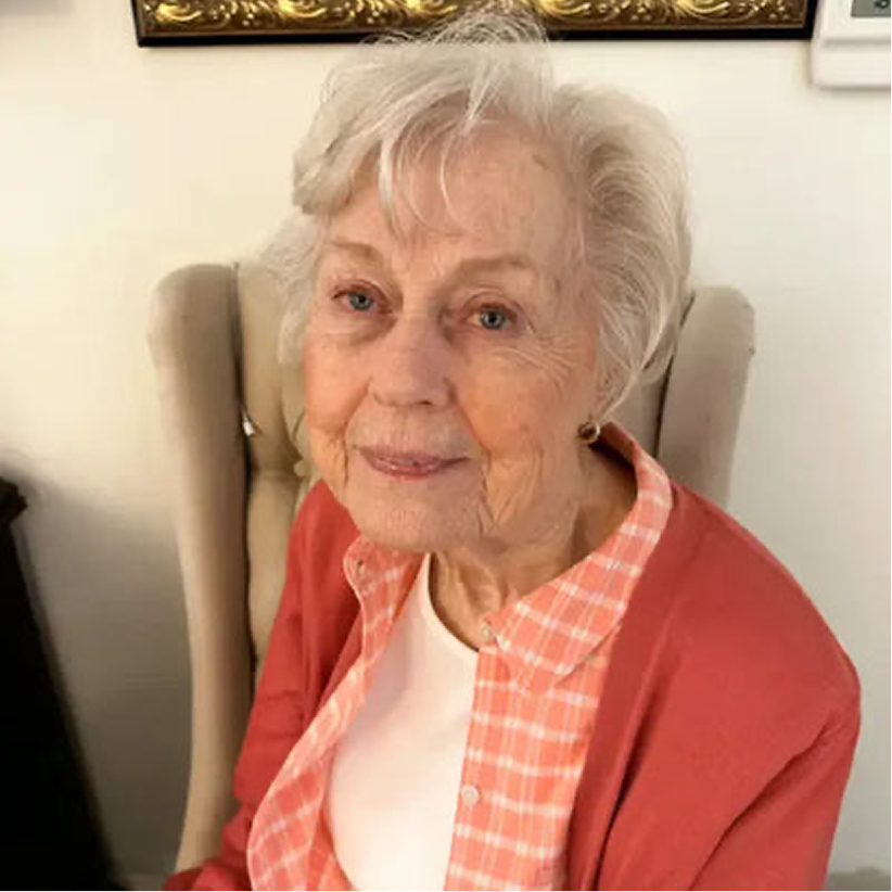 Happy elderly woman smiling